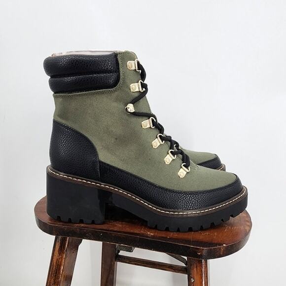 New NWT Giani Bernini Green Black Maddyson Side Zip Round Toe Ankle Boots 9.5 - Picture 1 of 7